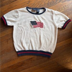 American Flag Short Sleeve Sweater | VTG | Heritage Knit | Size Large